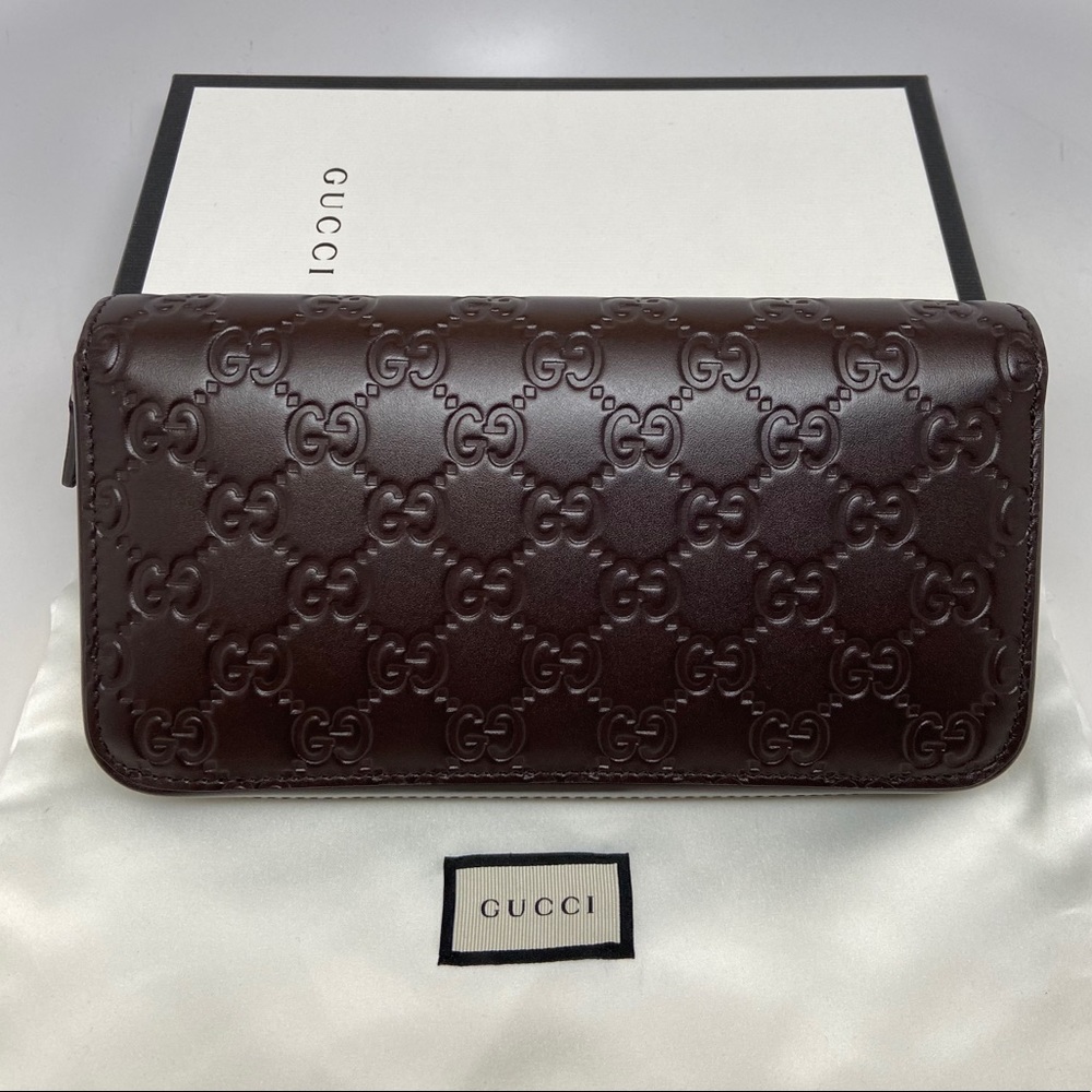 GUCCI Signature Ace GG Logo Calfskin Leather Zip Clutch Wallet Purse brand NEW - Picture 3 of 15